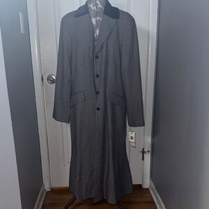 NWT WOMENS JONES NEW YORK WOOL BLEND BLACK GREY COAT PURPLE VELVET COLLAR SZ 16